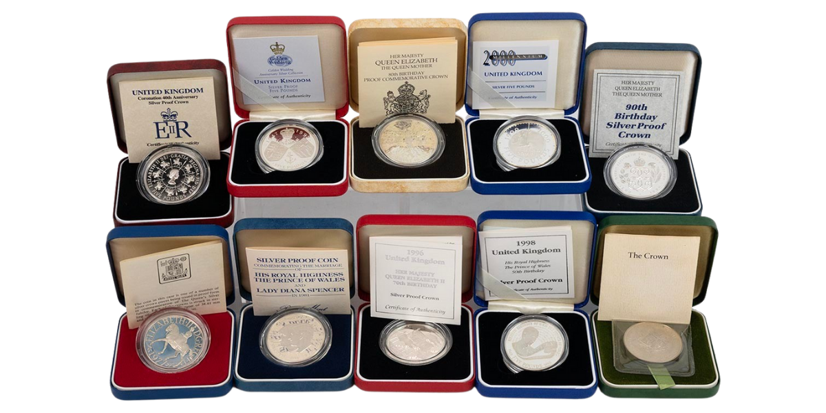 Gold and silver proof coins from The Royal Mint are usually supplied in a presentation case with a certificate of authenticity.