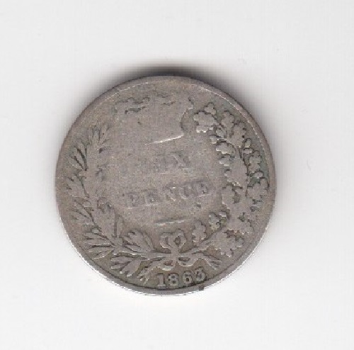 1863 Queen Victoria Silver Sixpence