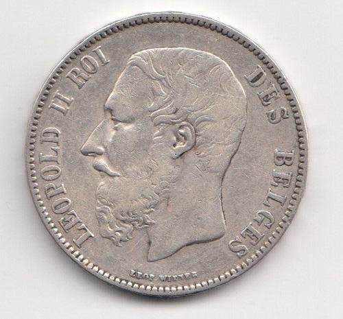 1872 Belgium 5 Francs Reverse