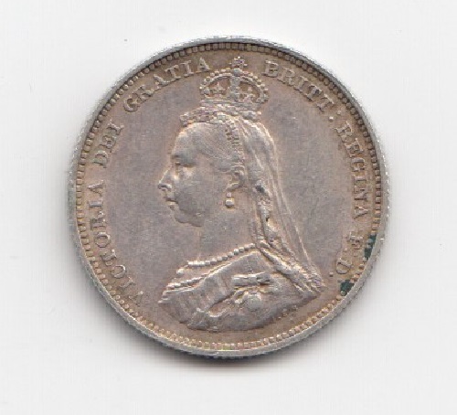 1887 Queen Victoria Silver Shilling