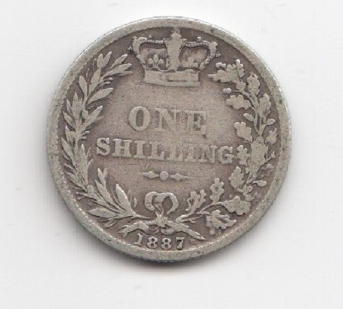1887 Queen Victoria Silver Shilling - Young Head