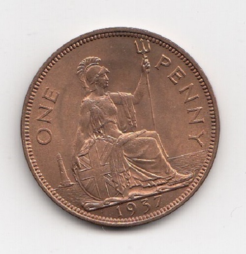 1937 King George V Penny With Lustre