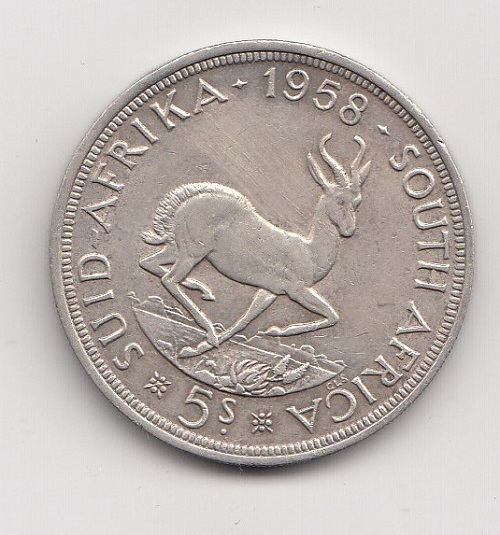 1958 South African .500 Silver 5 Shillings