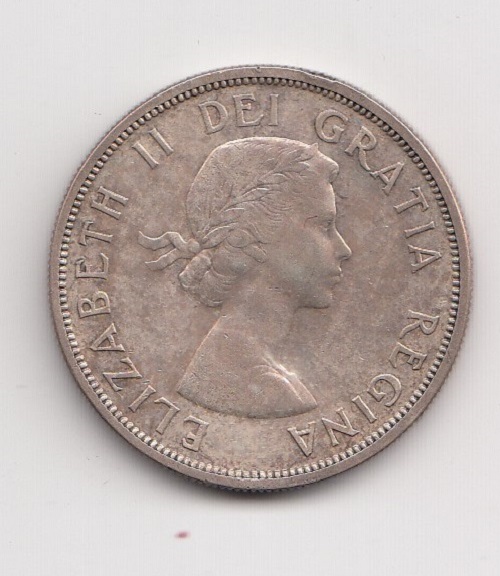 1958 Canada 100th Anni British Columbia Silver Dollar Obverse