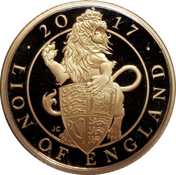 2017 Queens Beasts English Lion Gold Quarter Ounce Reverse