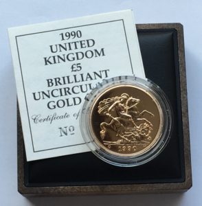 1990 Brilliant Uncirculated Gold Five Pounds