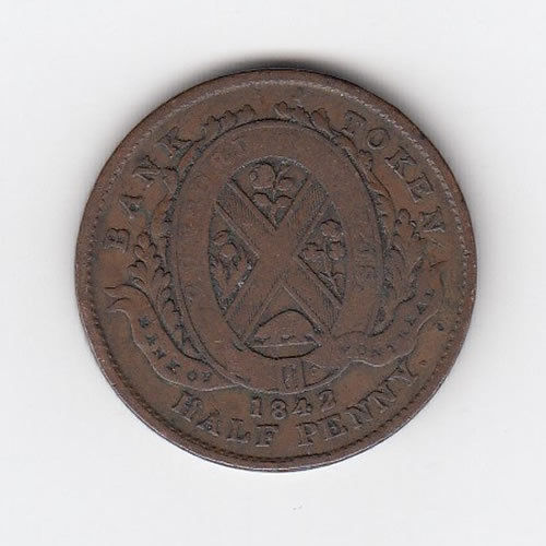 1842 Montreal Half Penny Bank Token