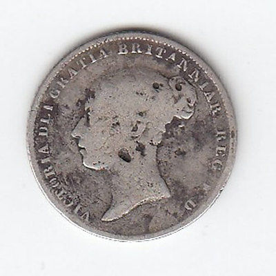 1845 Queen Victoria Silver Sixpence