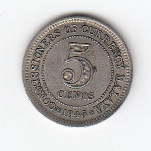 1945 Malaya 5 Cents