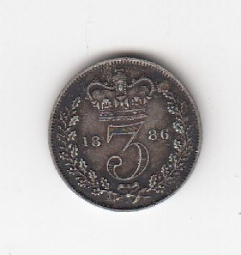 1886 Queen Victoria Silver Threepence