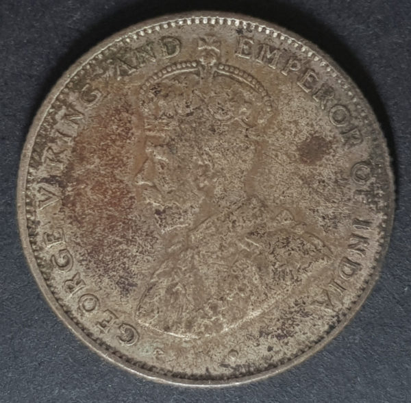 Obverse 1929 Ceylon Silver 50 Cents