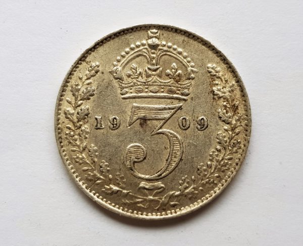 1909 King Edward VII Silver Threepence