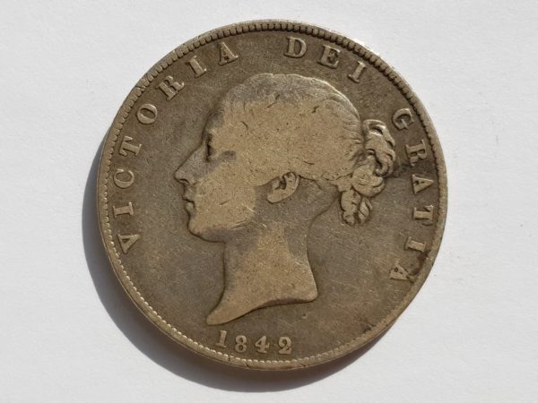 1842 Queen Victoria Silver Half Crown