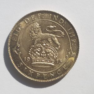 1915 King George V Silver Sixpence