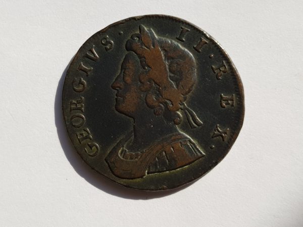Obverse 1733 King George Half-Penny