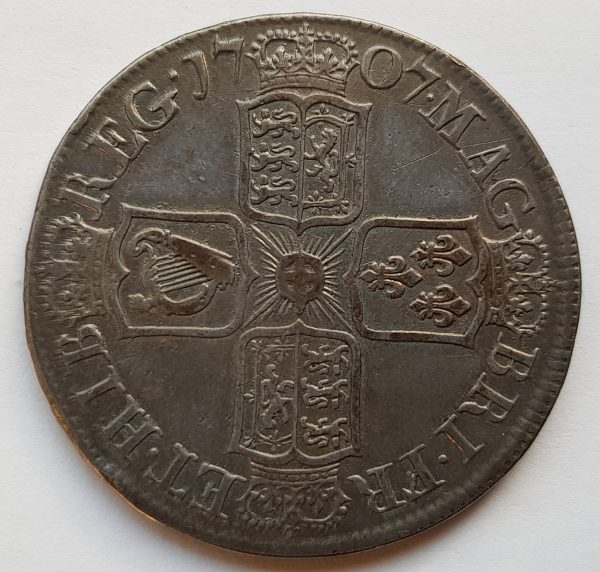 1707 Queen Ann Silver Edinburgh Half Crown