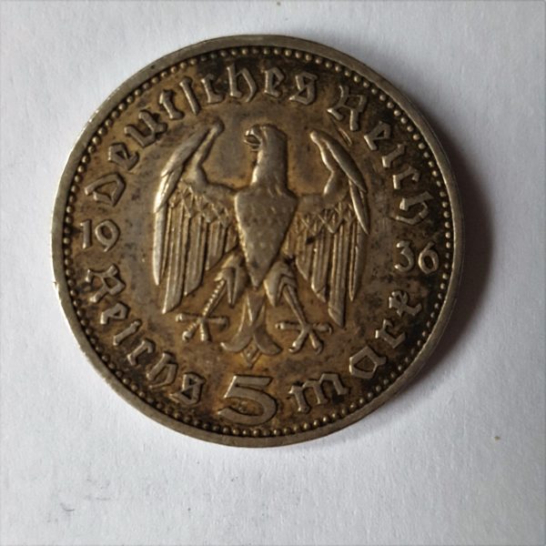 1936 German 5 Reichs Mark