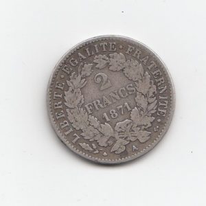 1871 France Silver Two Francs