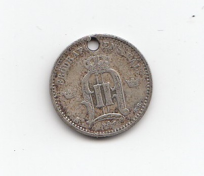 1877 Sweden Silver 25 Ore