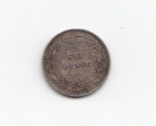 1880 Queen Victoria Silver Sixpence