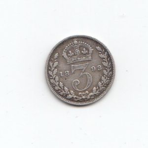 1893 Queen Victoria Silver Threepence