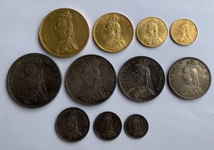 1887 Specimen Gold and Silver Coin Set