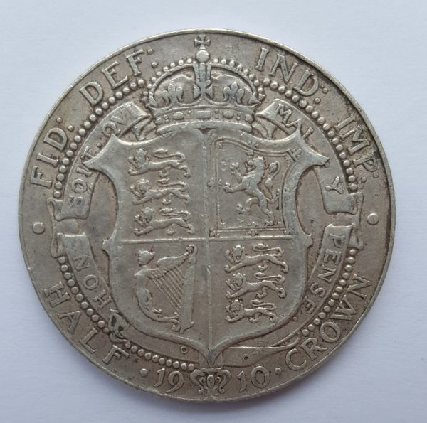 1910 King Edward VII Silver Half Crown