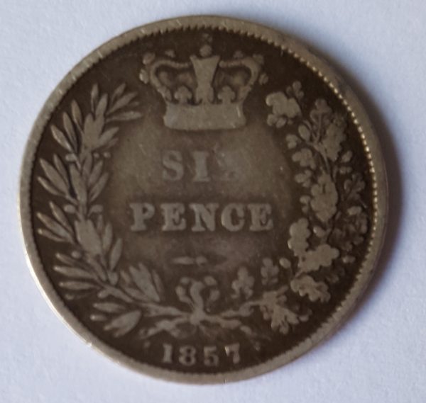 1857 Queen Victoria Silver Sixpence