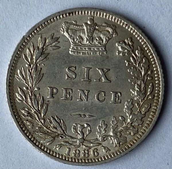 1886 Queen Victoria Silver Six Pence