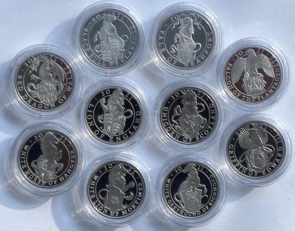 2021 Queens Beasts 10 Coin Silver Proof 2oz Set