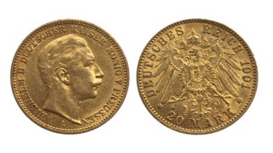 German Gold 20 Mark Wilhelm II